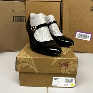 Sofft Shiny Black Heels with Buckle